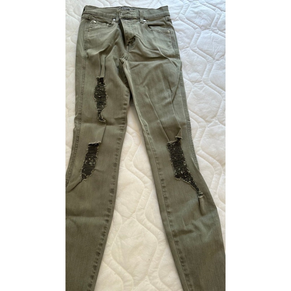 Women's green frayed Level 99  skinny jeans size 24‎